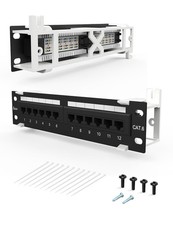 12 Port CAT6 Patch Panel EC Listed Mini Wall Mount Bracket Included and 89D...