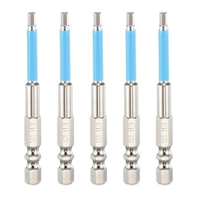 5pcs 3mm Metric Hex Impact Screwdriver Bits 1/4'' Hex-Shank 3'' Long S2 Steel