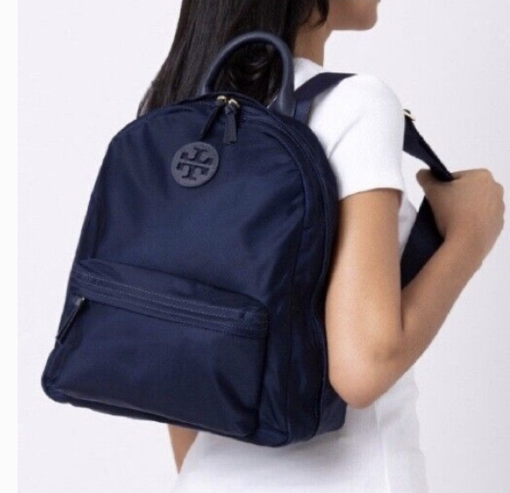Toryburch ella navy nylon bagpack
