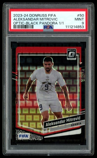 2023-24 Donruss Optic FIFA Aleksandar Mitrovic Black Pandora 1/1 PSA 9 Serbia