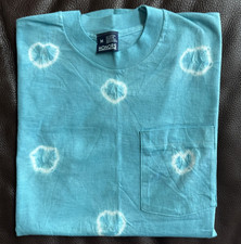 VTG Y2K 90's USA made Men's Blue Tie-Dye Single-Stich T-Shirt (535)