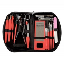 Red 19 Piece Manicure Set with Case Stainless Steel Pedicure Nail Clippers