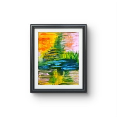 JULIEN Original 11X14 MARSH LANDSCAPE Modern Art Acrylic Painting  PAPER