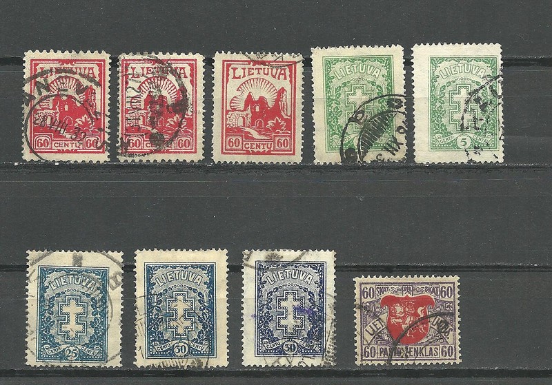 LITHUANIA 1919-1929, Daily stamps, lot of 9, used