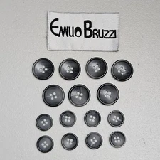 Emilio Bruzzi Set of 15 Dark Gray Swirl 4-Hole Blazer Replacement Buttons Sewing