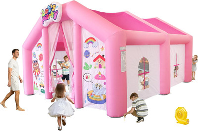 Inflatable Kids Playhouse Tent with Blower, Giant 167''X152''X93'' Blow up Play Ten