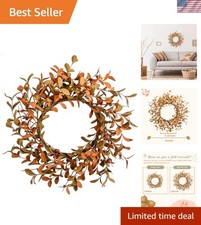 Elegant 18-Inch Autumn Wreath - Handcrafted Eucalyptus Leaves for Festive Charm