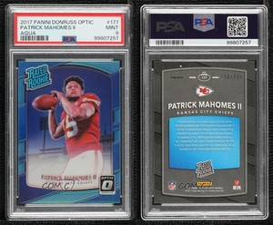 2017 Donruss Optic Rated Aqua Prizm /299 Patrick Mahomes II PSA 9 MINT Rookie RC