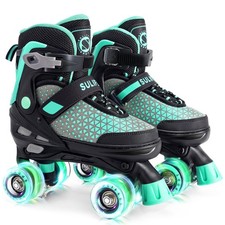 Roller Skates for Girls Boys Kids,4 Sizes Adjustable Quad Skates with Light u...