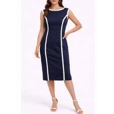 Ann Taylor Women's Navy with White Trim Sheath Dress Size 2