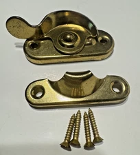 Vintage Brass Tone Window Sash Lock with Screws-NOS