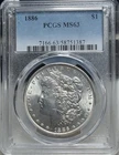 Stunning PCGS MS 63 - 1886 P Morgan Silver Dollar.   Bright White! A1457