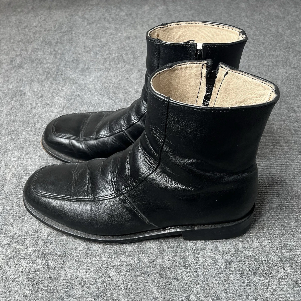 Executive Imperials Ankle Boots Black Leather Side Zip | eBay