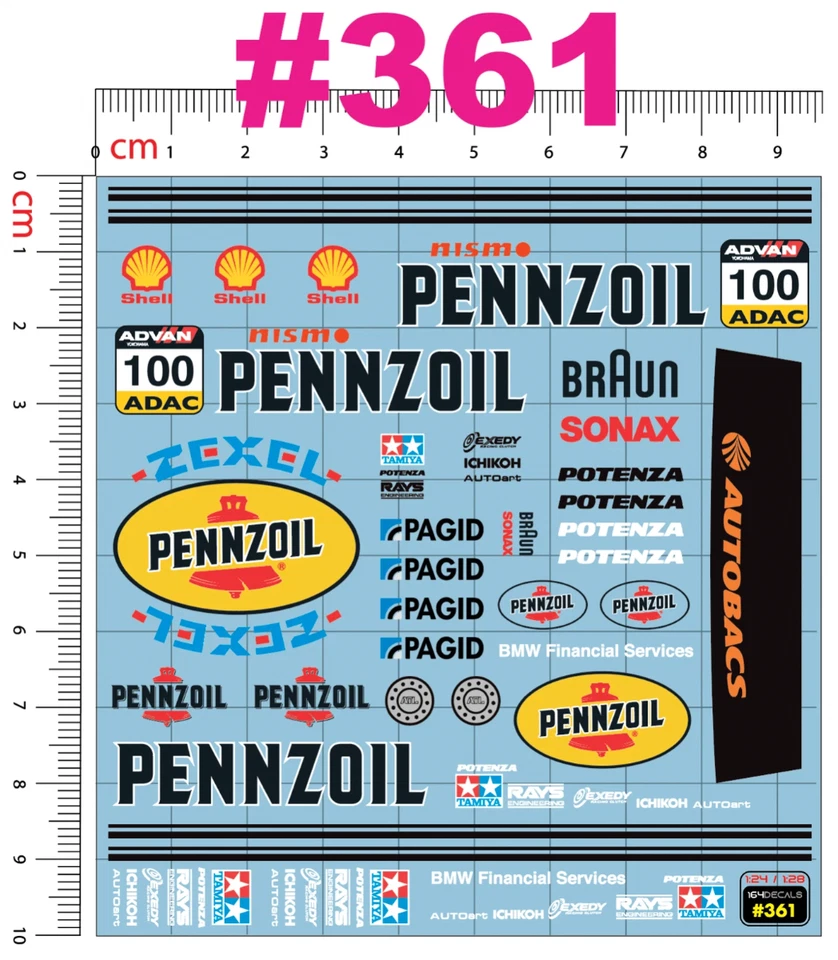 1x P E N N Racing Water Slide Decal White Toner 1/24 - 1/28 RC Model Dicast #361 - Image 2 of 4