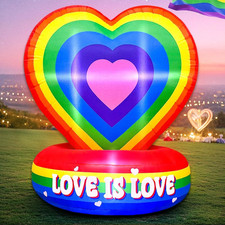 5FT Rainbow Heart Pride Inflatables Outdoor Decorations, Blow up LGBTQ Gay Pride