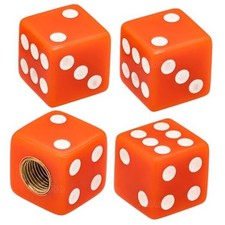 4PCS Dice Tire Valve Stem Caps, Corrosion Resistant Leak 4 pcs Dice - Orange