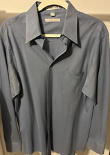 Geoffrey Beene Regular Fit Men's Blue Solid Dress Shirt Pockets 16.5 34/35