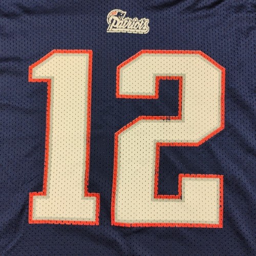 Tom Brady New England Patriots Youth Jersey Kids Size Large 14-16 Blue Preowned - Picture 3 of 11