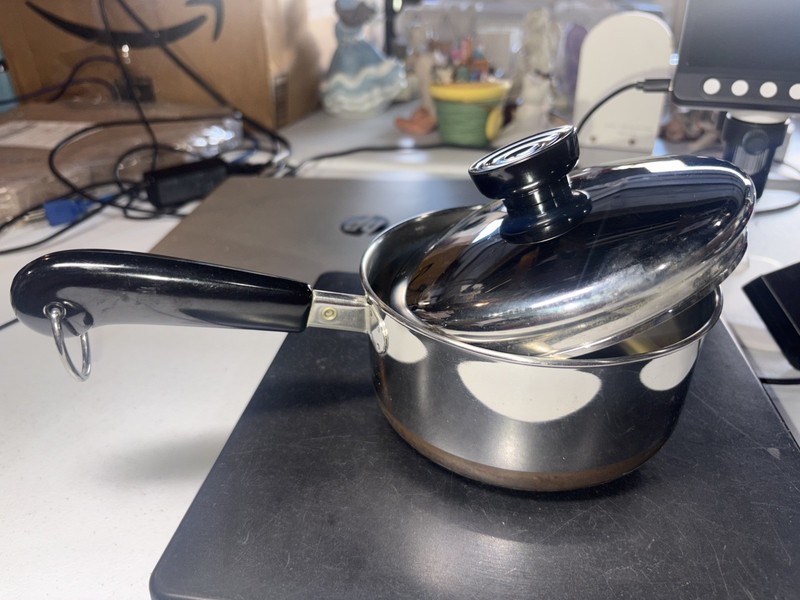 Vintage Old Stock Revere Ware 1 Quart Sauce Pan Double Boiler