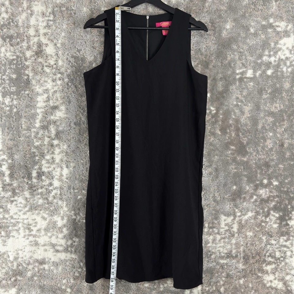 Vestido Cathrine Malandrino tamanho 8 sem mangas gola V comprimento do joelho preto com zíper - Imagem 2 de 4