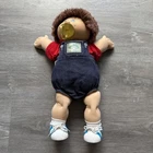 Vintage 1983 Cabbage Patch Doll w/ Red Shirt + Denim Overalls + Pacifier