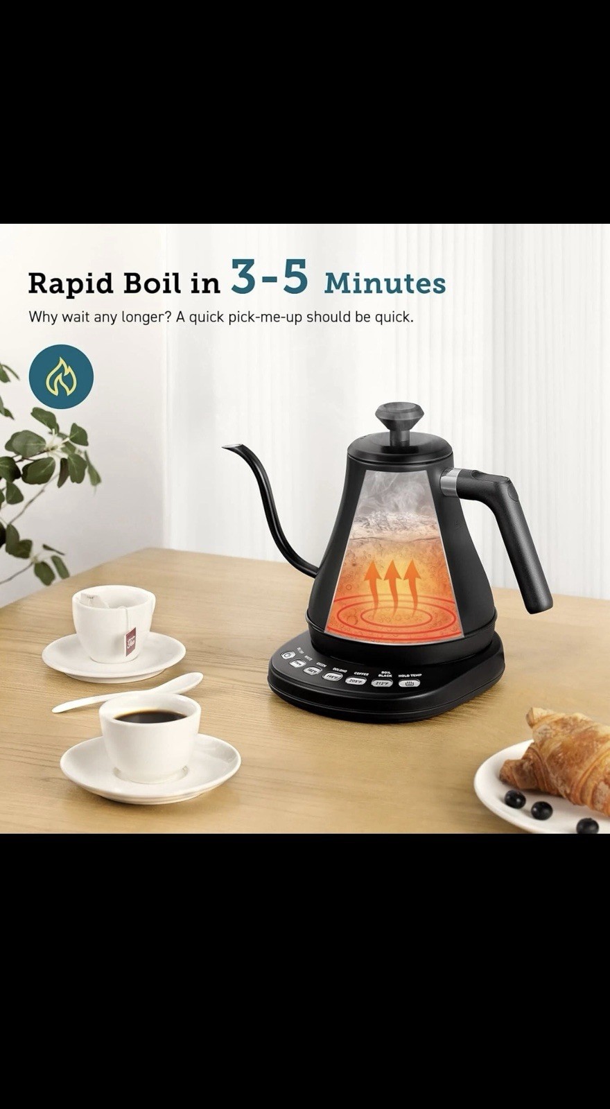 V60 "Buono" Gooseneck Drip Kettle 1200ml  Matte Black Pour Over Coffee New Trend