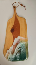 Hand Crafted Epoxy Resin Ocean Waves Charcuterie Board 21"