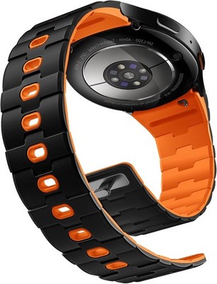 20mm Silicone Strap Compatible with Samsung Galaxy Watch 5 Pro 45mm, Black/Orang