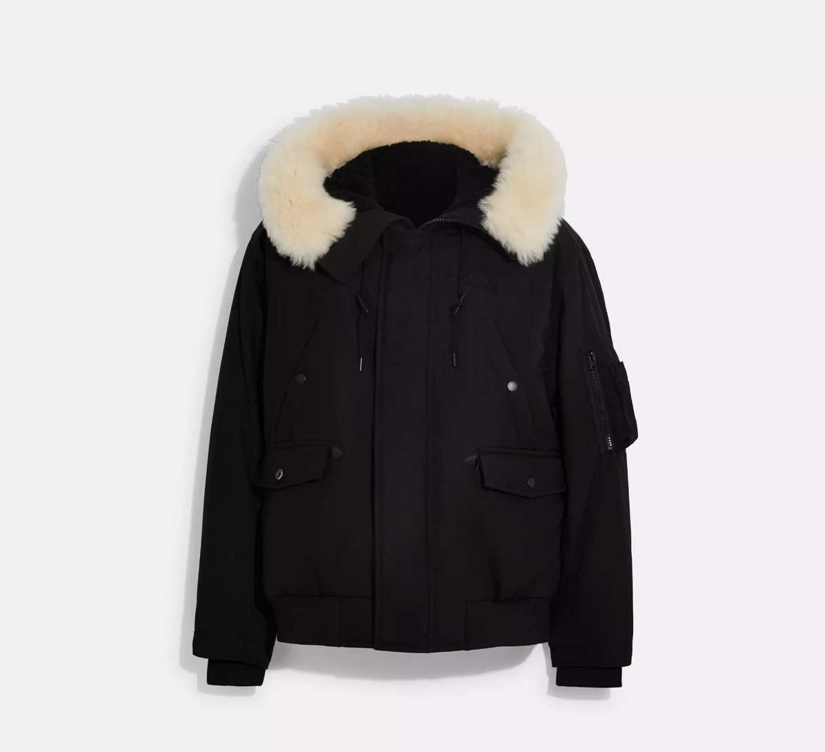Coach Men's Fur Trim Short Parka Jacket Fur Trim Black XS | eBay