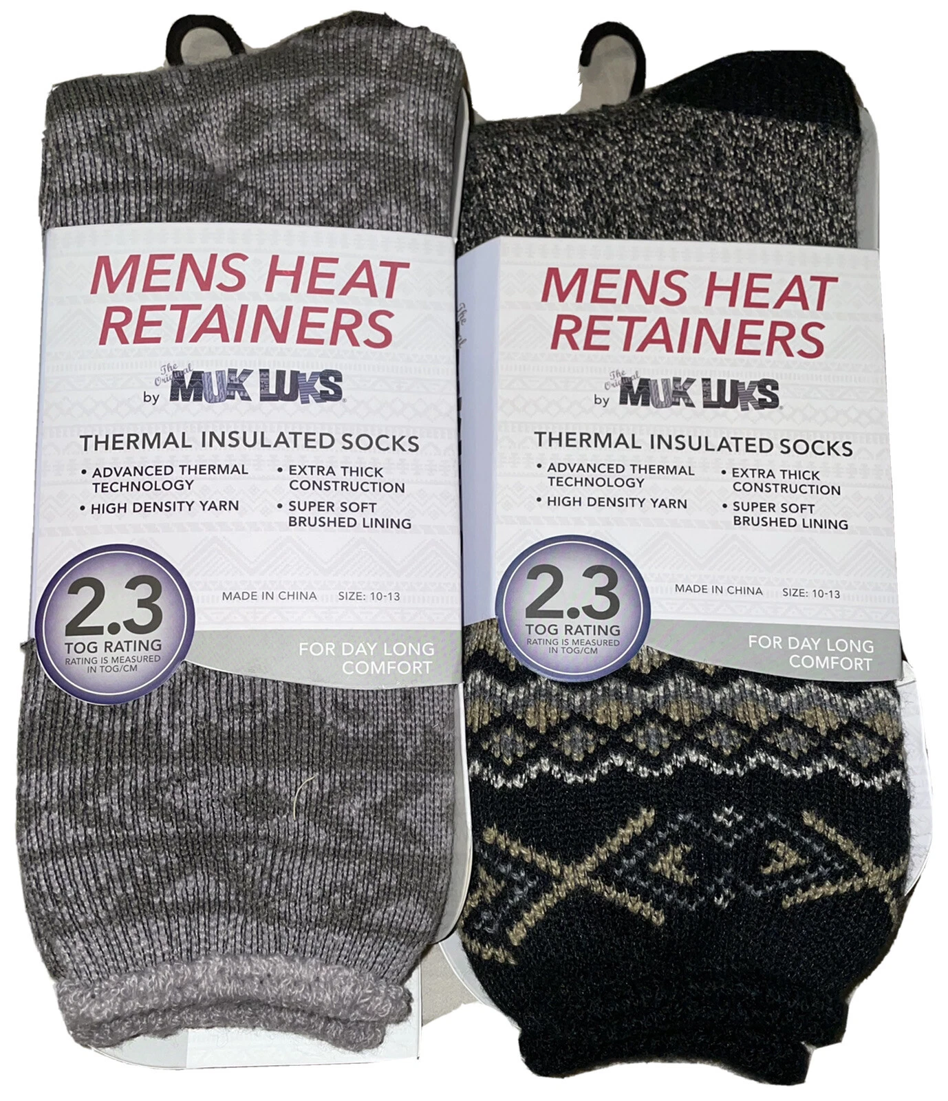 Muk Luks Men’s Heat Retainers | Thermal Insulated Socks | Sz 10-13 | Set Of Two
