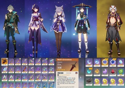 Genshin Impact eu, ar 45, Raiden, Itto, Wanderer, Alhaitham, Keqing (Aether)