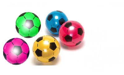 Golden Beads Plastic Flyaway Football For Kids – 23cm (9.5") – Deflated, Assorted Colors (Bundle Options)