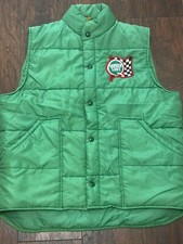 VINTAGE Quaker State Snap Button Vest Mens Large Made In USA Weathercaster