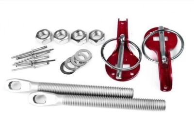 Red Billet Lock Pin Clips Kit 4 inch for Aluminum Steel FRP Carbon Hood 