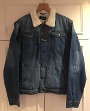Original Ladies Firetrap Sherpa S71 Blue Denim Jacket Size: Xxl - Bnwt