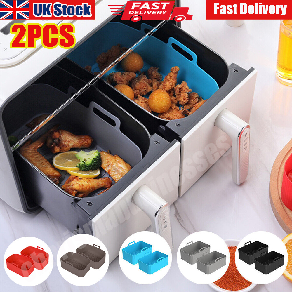2x Air Fryer Silicone Pot Air Fryer Basket Liner Non-Stick Oven