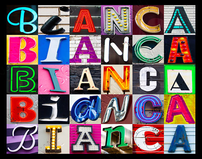 BIANCA Name Poster featuring photos of actual sign letters