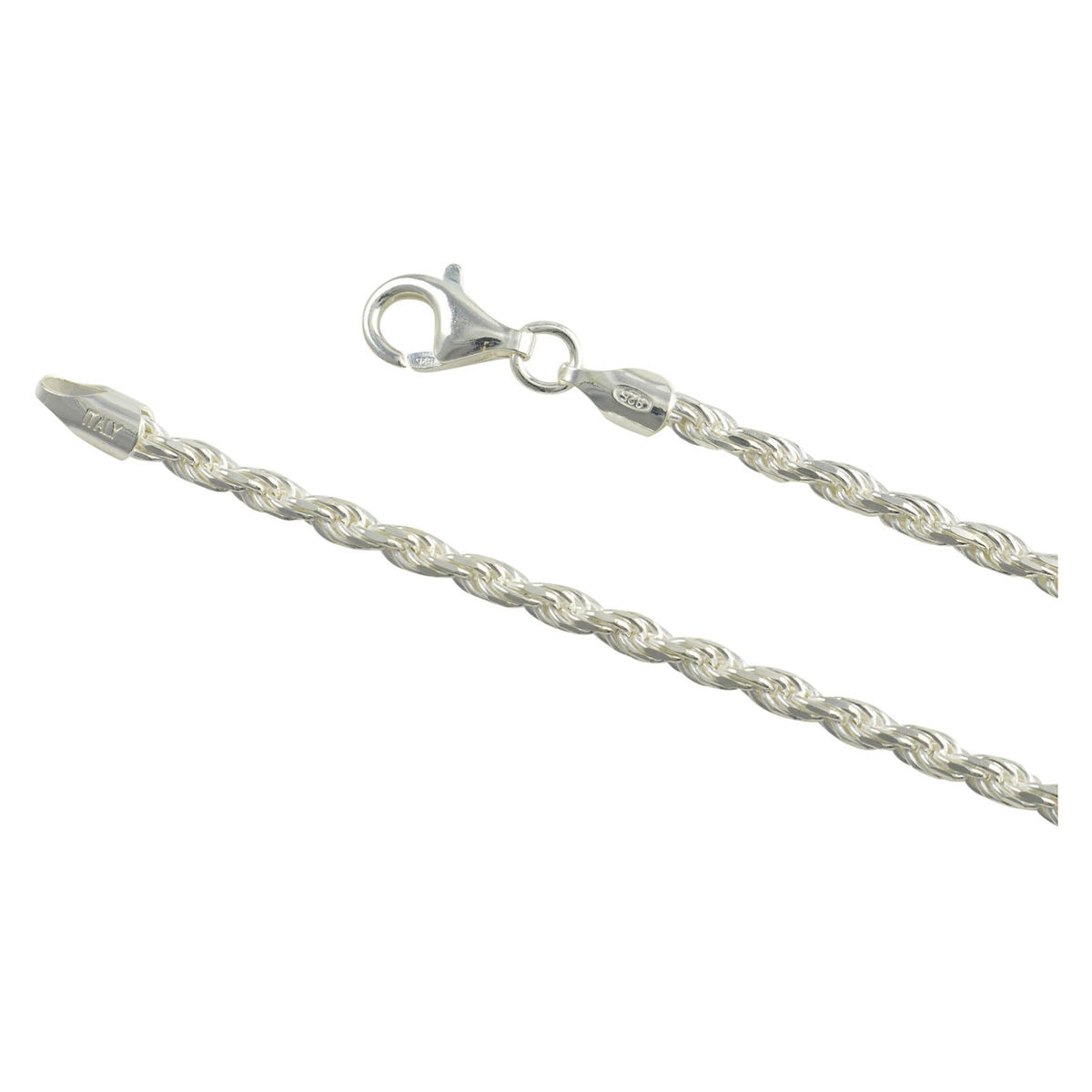 Sterling Silver Diamond Cut Rope 060 3mm Bracelet Chain Italian