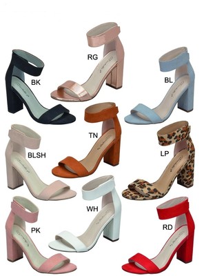 Women Hook Loop Ankle Strap Chunky Thick Block High Heel Pump Sandal Open Toe US