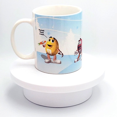 Mars M&M Candy Coffee Mug Hey Look I Found A Snack Ceramic Blue White Cup 12 oz