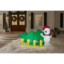 7 ft Wide LED Snoopy Pulling Tree,Woodstock Scene Christmas Airblown® Inflatable