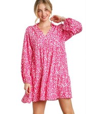 Umgee USA Two Tone Print Tiered Dress