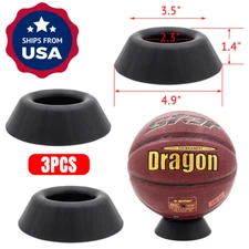 US 3x Plastic Black Ball Display Holder Stand for Basketball Football Rugby Gift