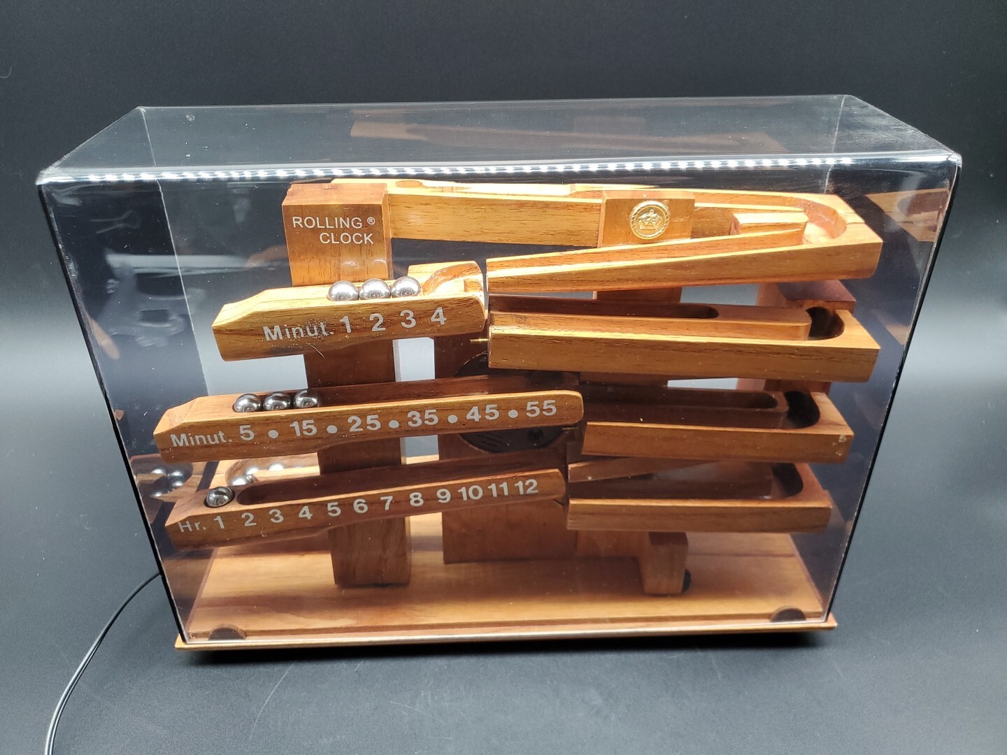 Vintage Rolling Ball Clock Argentina Wood Stainless Steel