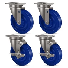5" Stainless Steel Casters，Heavy Duty Industrial Casters， Load Capacity 2200 lbs