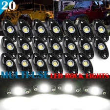 20x White LED Rock Lights Underbody Trail Rig Glow Lamp Offroad ATV Pickup Truck