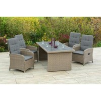 Merxx GartenmöBel Atrani Set 5Tlg. 4 Sessel + 1 Tisch Inkl. Auflagen Steinbeige