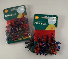 Tis The Season Red Green Blue Beaded Trim 1 Yard NEW Christmas Holiday x 2