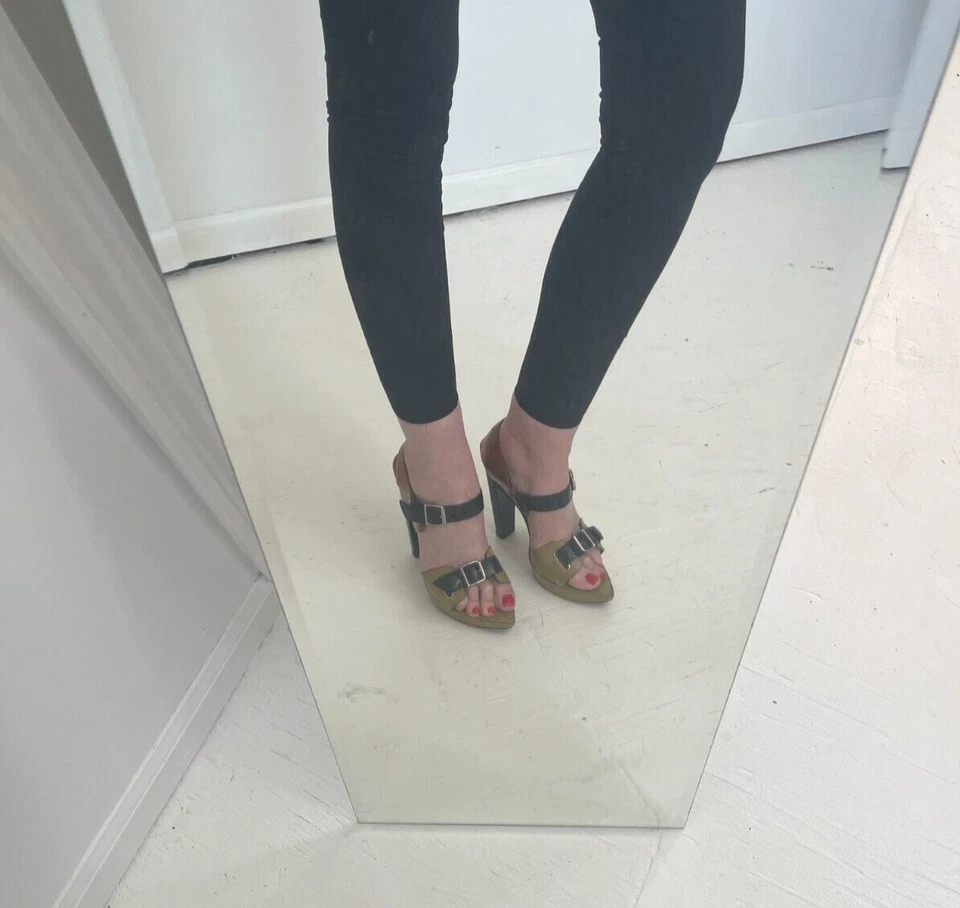 Impresionantes MARNI Tricolor Charol Marrón Plataforma Tacones Hebillas 39 Foto 4 de 4