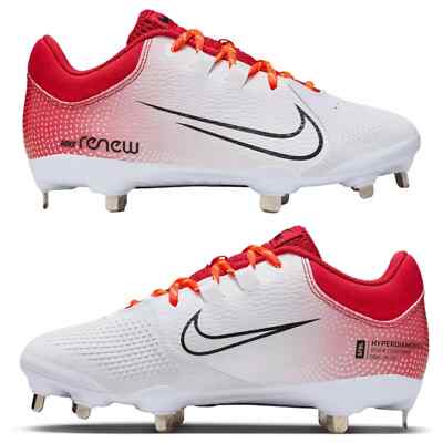 Nike Women Hyperdiamond 4 Pro Metal Fastpitch Softball Cleats CZ592 Red White 8